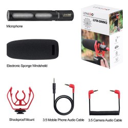 LensGo LYM DMM2 Micrófono de cañón direccional para cámaras de vídeo y smartphones